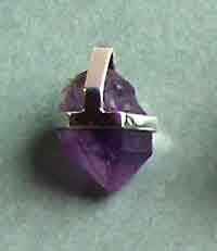 Double terminated amethyst crystal pendant