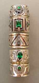 Rings with green stones